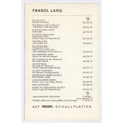Franz Lang Signed Autograph Card Philips Yodel Discography (Vintage RPPC ~1960s)