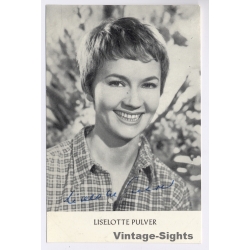 Liselotte Pulver Signed Autograph Card Eduard Huber (Vintage PC ~1950s/1960s)