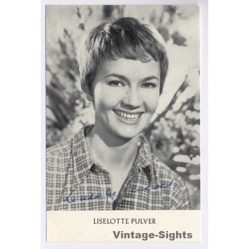 Liselotte Pulver Signed Autograph Card Eduard Huber (Vintage PC ~1950s/1960s)
