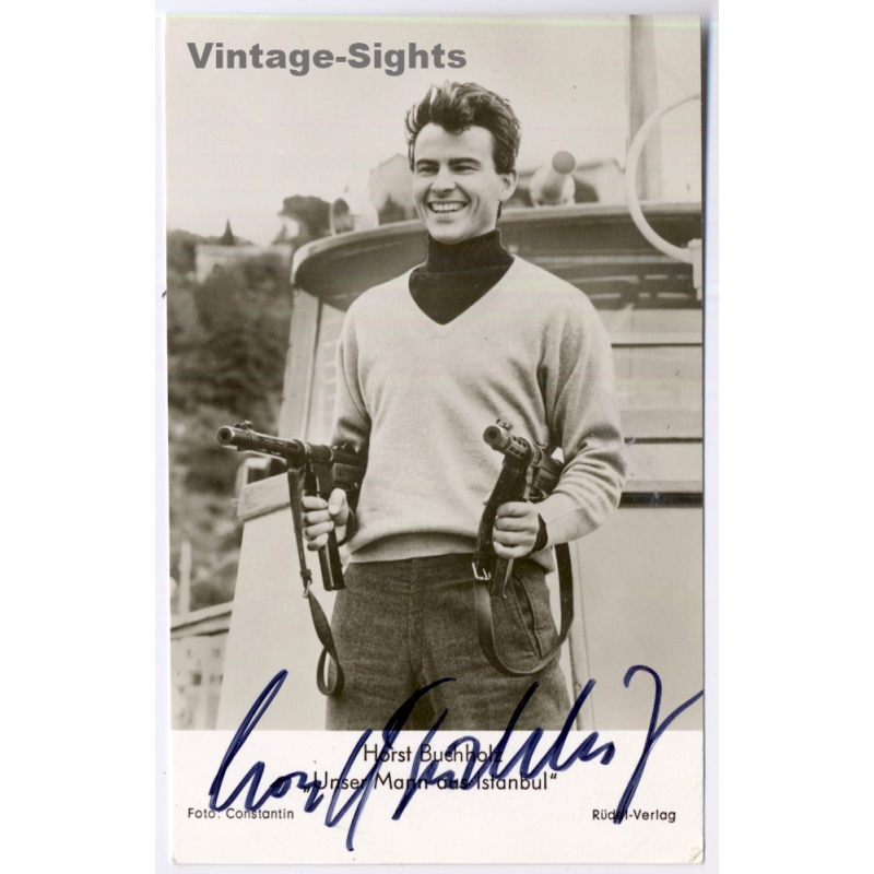 Horst Buchholz Signed Autograph Card Unser Mann Aus Istanbul (Vintage PC 1965)