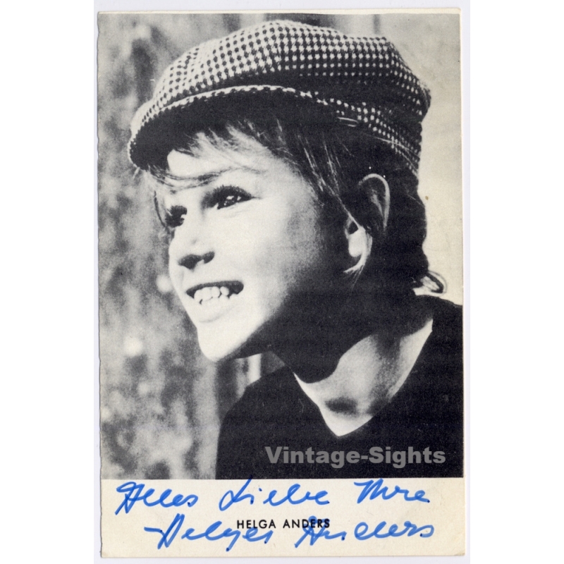 Helga Anders Signed Autograph Card Cinema TV Actress (Vintage PC ~1960s)