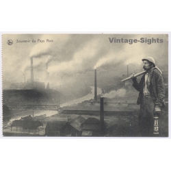 Charleroi / Belgium: Souvenir Du Pays Noir Miner Industry Eisenbahn Direktions Stab Brief Stempel  WWI (Vintage PC 1916)
