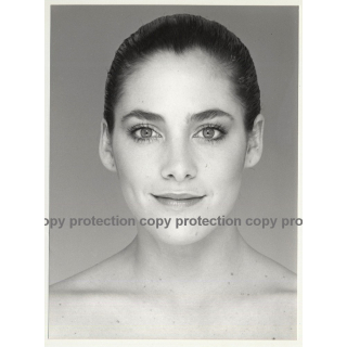 Portrait Of Beautiful Natural Young Woman (Vintage Advertisement Photo B/W)