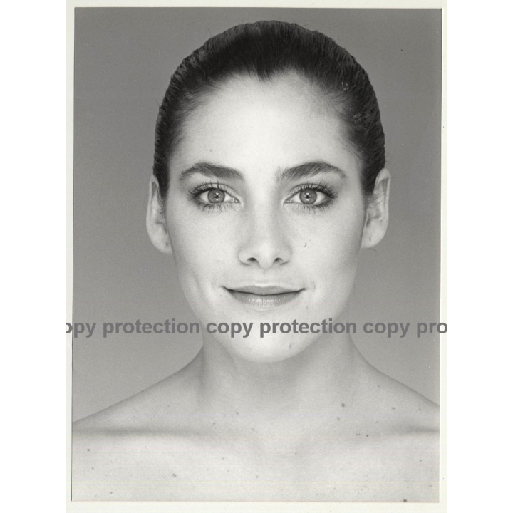 Portrait Of Beautiful Natural Young Woman (Vintage Advertisement Photo B/W)