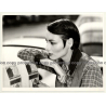 Close-Up Of Woman Leaning Against Parking Meter (Fashion Photo 1980s)