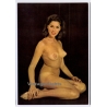 Pretty Nude Brunette Pin-Up Female Sitting On Floor / Risqué (Vintage PC 1970s)
