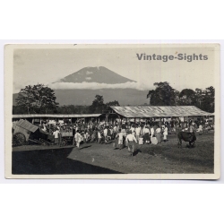 Sumatra / Indonesia: Pagar Alam Market Dempo Volcano / Ethnic (Vintage RPPC ~1920s/1930s)