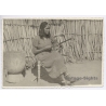 Asmara / Eritrea: Bilen Woman Plaing Instrument / Ethnic (Vintage RPPC 1930s/1940s)