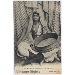 Algeria: Musicienne Indigène Avec Son Tam Tam / Ethnic - Idéale PS  (Vintage PC~1910s)