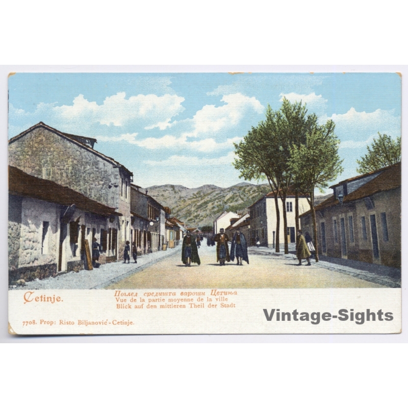 Cetinje / Montenegro: Town Center View Locals (Vintage PC ~1900s)