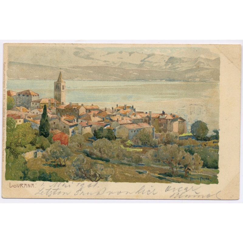 Lovran Lovrana / Croatia: Austrian Riviera Roofs View Church Raoul Frank Ottmar Zieher (Vintage PC 1901)