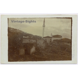Kavadar / Macedonia: Mosque Ruins WWI German Soldier Balkan Front (Vintage RPPC 1915)
