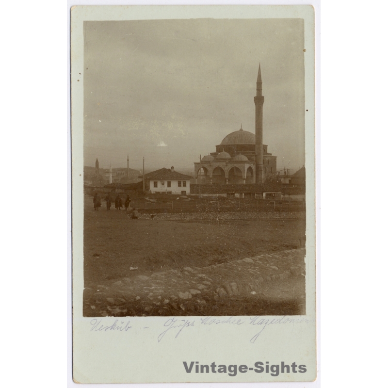 Skopje / Macedonia: Mustafa Pasha Mosque Üsküb WWI German Soldier Balkan Front (Vintage RPPC 1915)
