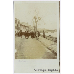 Skopje / Macedonia: Vardar River Promenade Soldiers WWI Üsküb Stone Bridge (Vintage RPPC 1915)