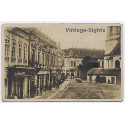Targu Secuies Kezdivasarhely / Romania: Agrar Bank Street Scene (Vintage PC 1922)