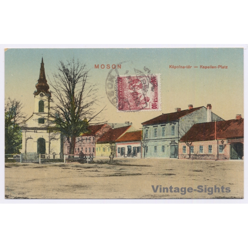 Moson Mosonmagyarovar / Hungary: Kapolna-ter Kapellen Platz Church (Vintage PC 1920s)