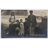Bulgaria: Karlova Roma Romani Gypsies Family Portrait Ethnography (Vintage RPPC ~1910s/1920s)