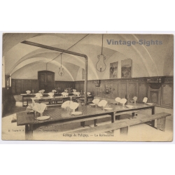 France: Collège de Poligny Refectory Dining Hall Room (Vintage PC ~1900s/1910s)