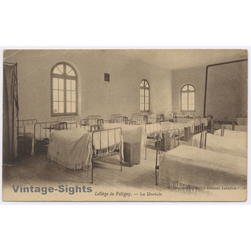 France: Collège de Poligny Dormitory Bedroom Interior Beds (Vintage PC ~1900s/1910s)
