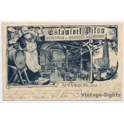 Strasbourg Alsace / France: Estaminet Pifon Münchner Augustinerbräu Beer Monk (Vintage PC 1904)