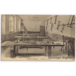 France: Collège de Poligny Woodwork Workshop Caprentry Tools Benches (Vintage PC ~1900s/1910s)