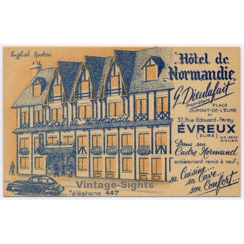 Évreux /  France: Hotel de Normandie G.Dieulafait (Vintage PC ~1940s/1950s)