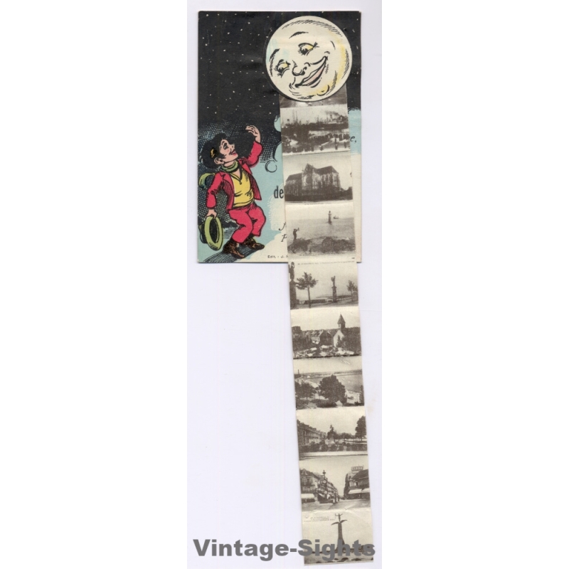 Saint-Nazaire / France: Madame La Lune Novelty Pull Out Leporello Views (Vintage PC ~1910s)