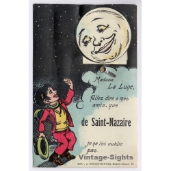 Saint-Nazaire / France: Madame La Lune Novelty Pull Out Leporello Views (Vintage PC ~1910s)