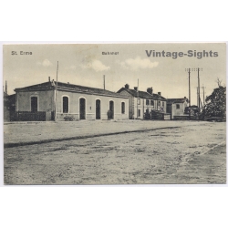 St. Erme / France: Gare Train Station Railway Belfort Feldpost WWI (Vintage PC 1916)