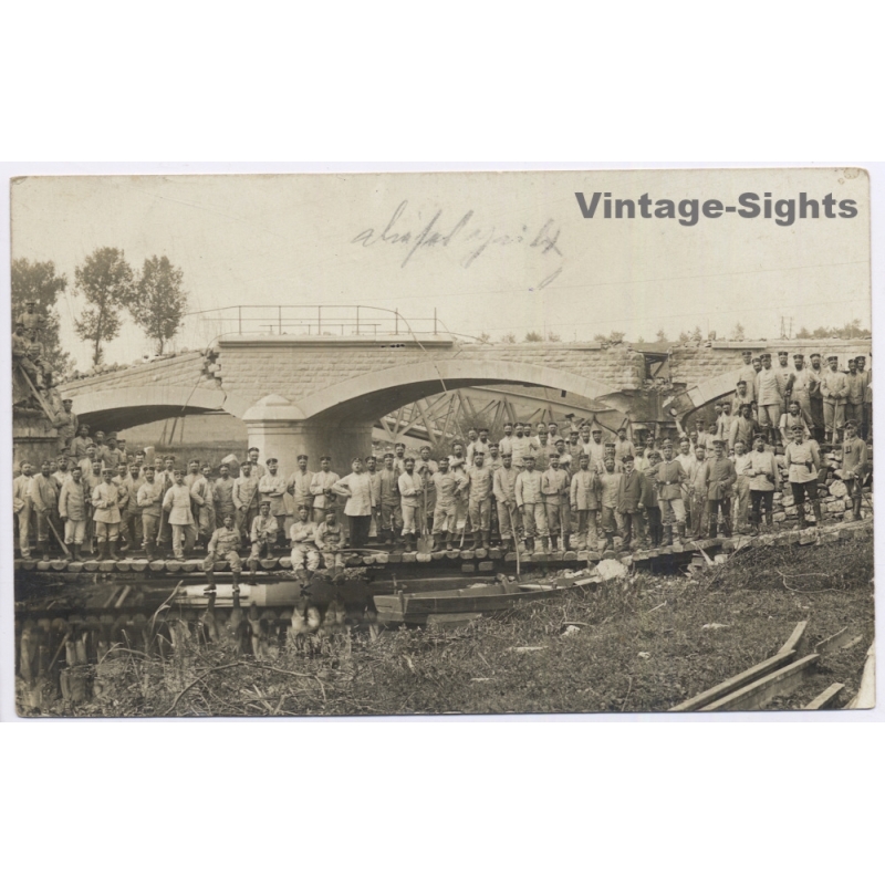 Conflans / France: Bridges Destruction Landwehr Baukompagnie Military Feldpost WWI (Vintage RPPC 1914)