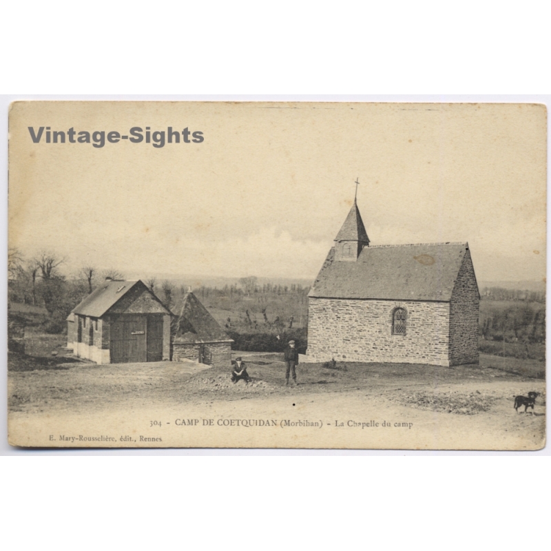 France: Camp de Coetquidan Morbihan La Chapelle Du Camp Church (Vintage PC ~1900s)