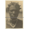 Congo-Belge: Portrait Of Indigenous Man / Hairstyle (Vintage RPPC ~1930s)