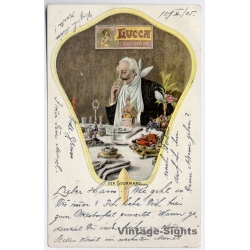 Lucca Liqueur Advert: Der Gourmand / Advertisement (Vintage PC 1905)
