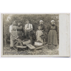 Germany: Fruit Berry Harvest Agriculture Family Wheelbarrow (Vintage RPPC ~1910s)