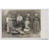 Germany: Fruit Berry Harvest Agriculture Family Wheelbarrow (Vintage RPPC ~1910s)