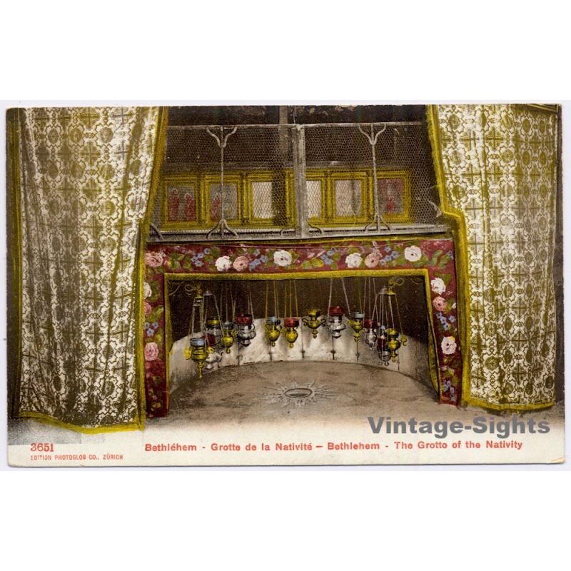 Bethlehem / Palestine: Grotto Of The Nativity Holy Land Photoglob (Vintage PC ~1910s)