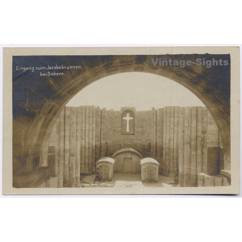 Palestine: Jacobs Well Sichem Nablus Holy Land Church Ruins (Vintage RPPC ~1910s/1920s)