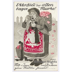 Philatelic Satire: Abschied Der Alten Bayer Marke Bayern Stamp (Vintage PC 1920)