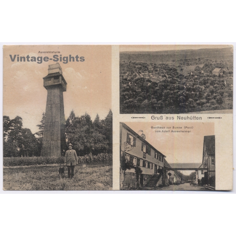 Neuhütten / Baden-Württemberg: Gasthaus Zur Sonne Multi View (Vintage PC 1921)