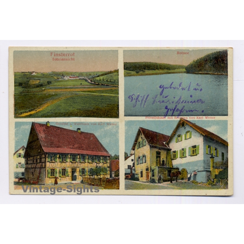 Finsterrot / Germany: Rotsee Gasthof Zum Waldhorn Multi View (Vintage PC 1922)