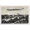 Switzerland: Zeppelin LZ 127 Over Basel Wettstein Bridge (Vintage RPPC 1937)