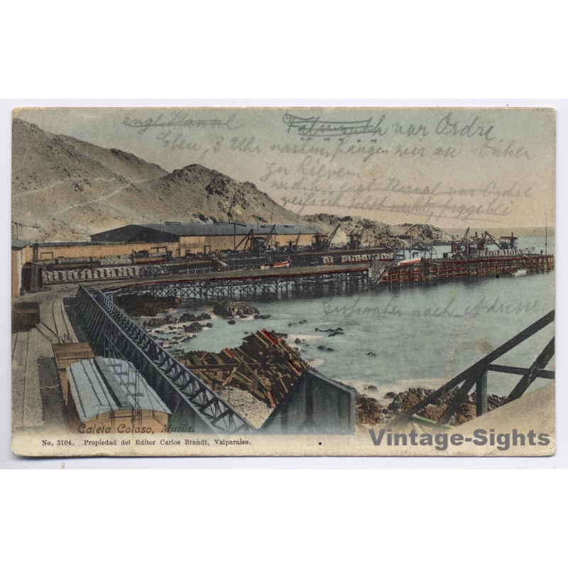 Chile: Caleta Coloso Muelle Pier - Antofagasta Nitrat Port (Vintage PC 1911)
