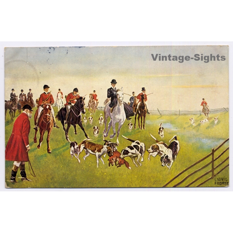 Ludwig Fromme: Fox Hunting Parforce - Jagd (Vintage Artist PC 1909)