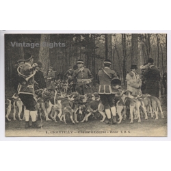 France: Chantilly Chasse à Courre Meute - Hunting Hounds Horns (Vintage PC ~1910s)