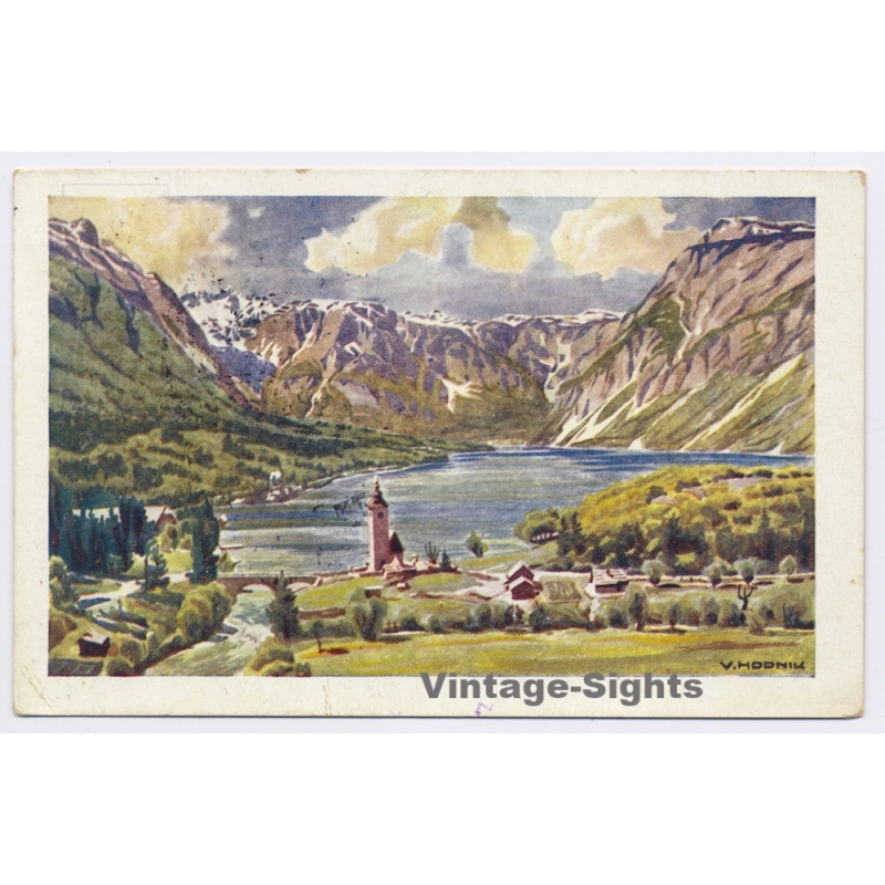 Slovenia WW2: Bohini Wocheiner See - V Hodnik - Militär Dienststempel Veldes Bled (Vintage PC 1941)