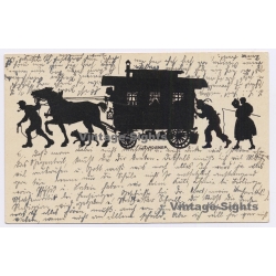 Josef Madlener: Silhouette Card Fahrendes Volk Travelers (Vintage PC 1925)