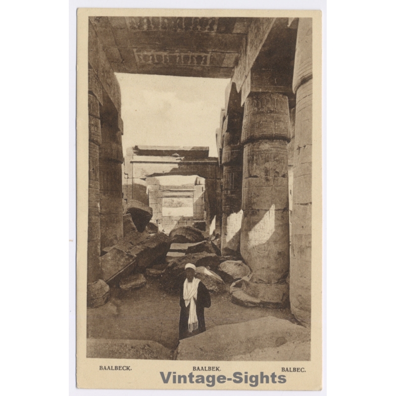 Luxor / Egypt: Luxor Temple Ruins - Misprint Baalbek (Vintage PC ~1910s/1920s)