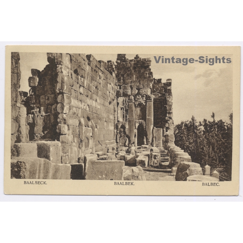 Baalbek / Lebanon: Temple Of Bacchus Ruins Roman Architecture (Vintage PC ~1910s/1920s)