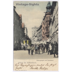 Copenhagen / Denmark: Kobmagergade Rundetaarn Horse Tram (Vintage PC 1905)