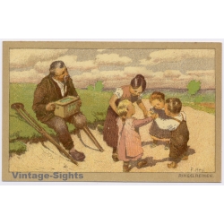 Paul Hey: Ringelreihen Organ Grinder Münchner Künstlerkarten (Vintage PC ~1910s)